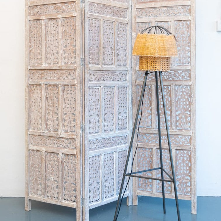 Evans Iron and Cane Floor Lamp