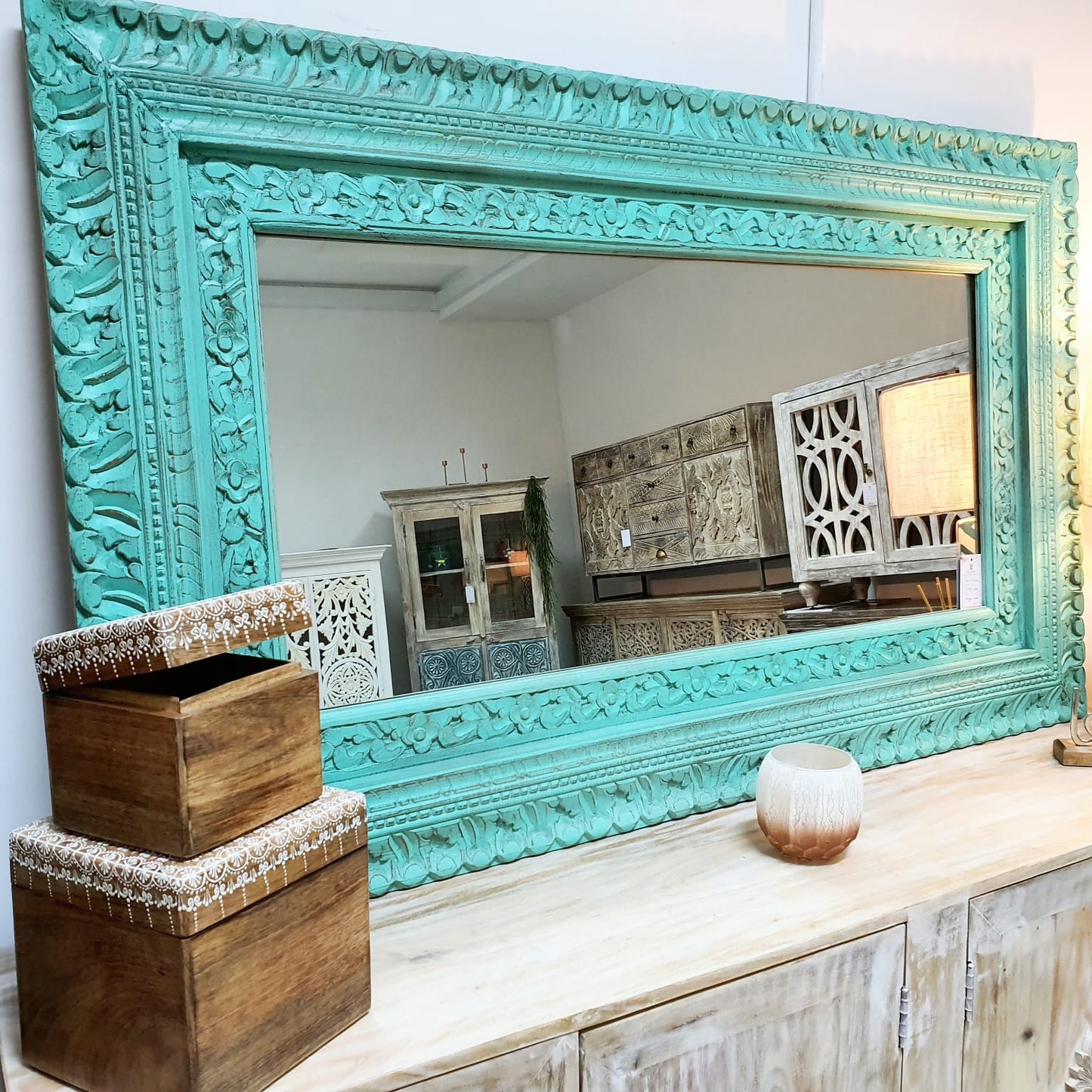 Kenny Hand Carved Wooden Mirror