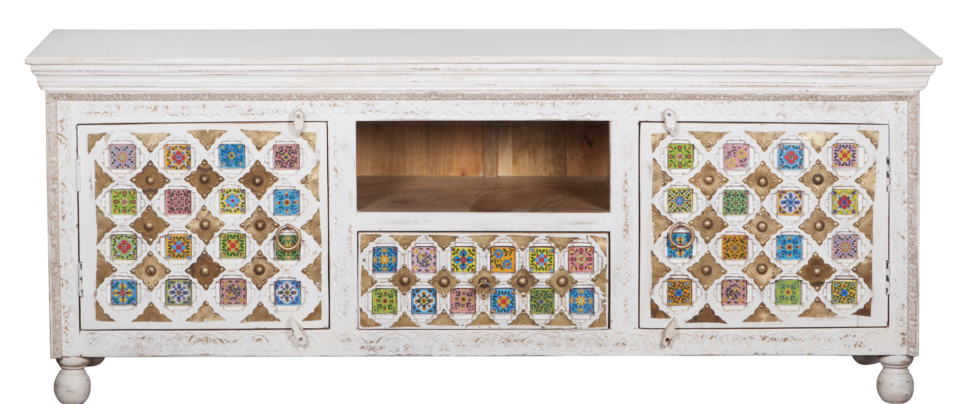 Michelle Hand Carved Tile TV Cabinet