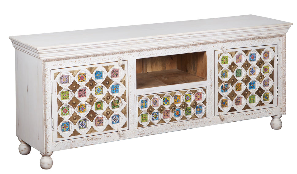 Michelle Hand Carved Tile TV Cabinet