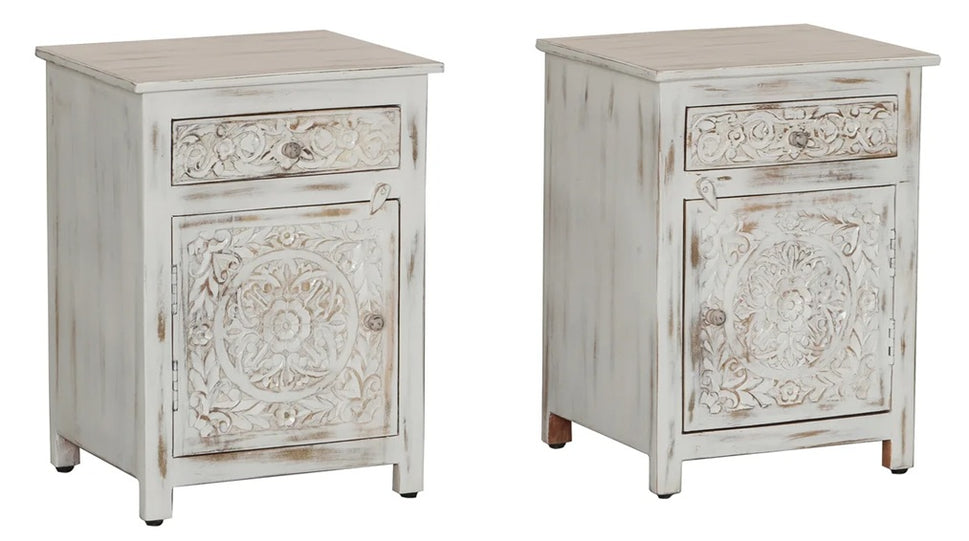 Sofia Hand Carved Bedside Table