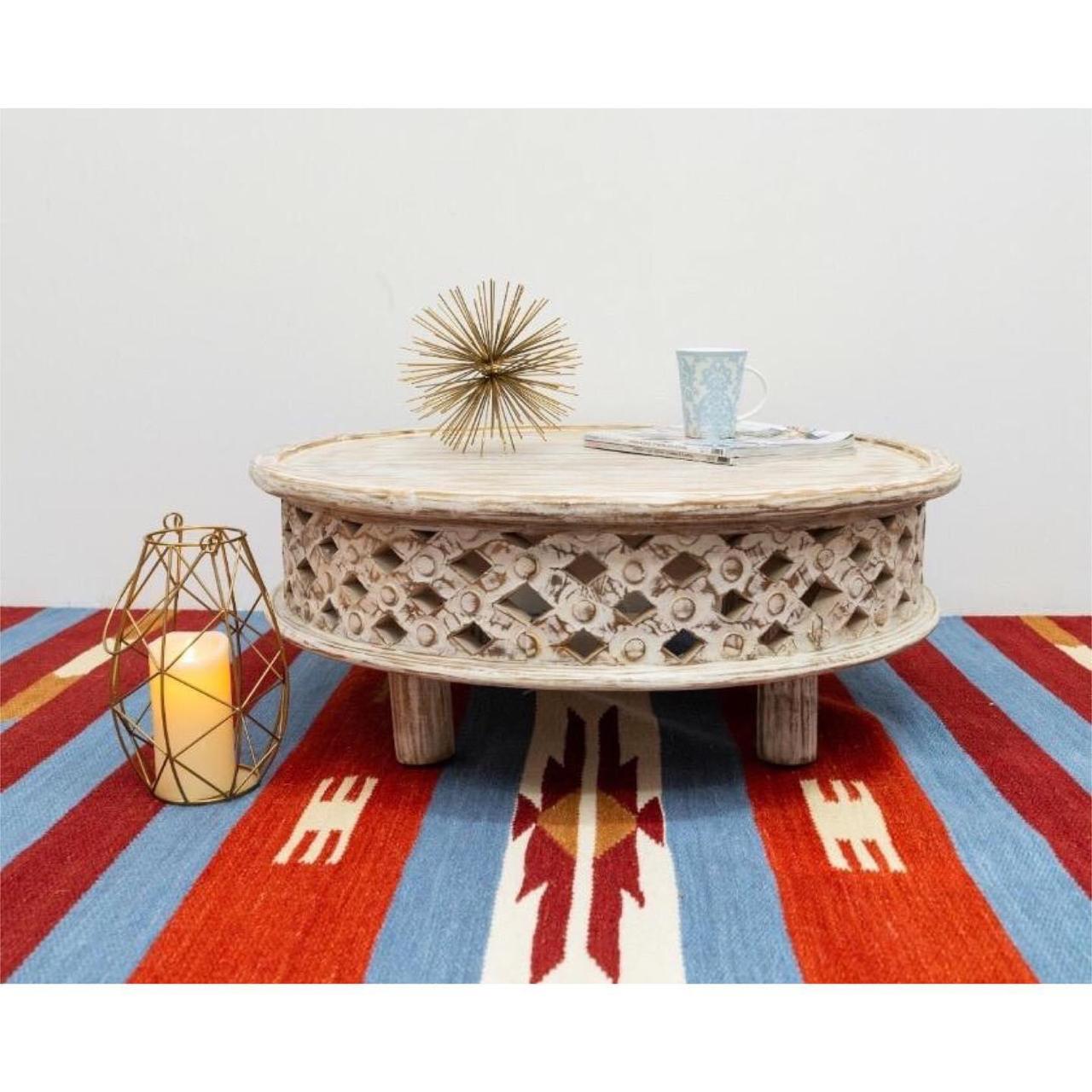 Andrea Carved Wooden Coffee Table