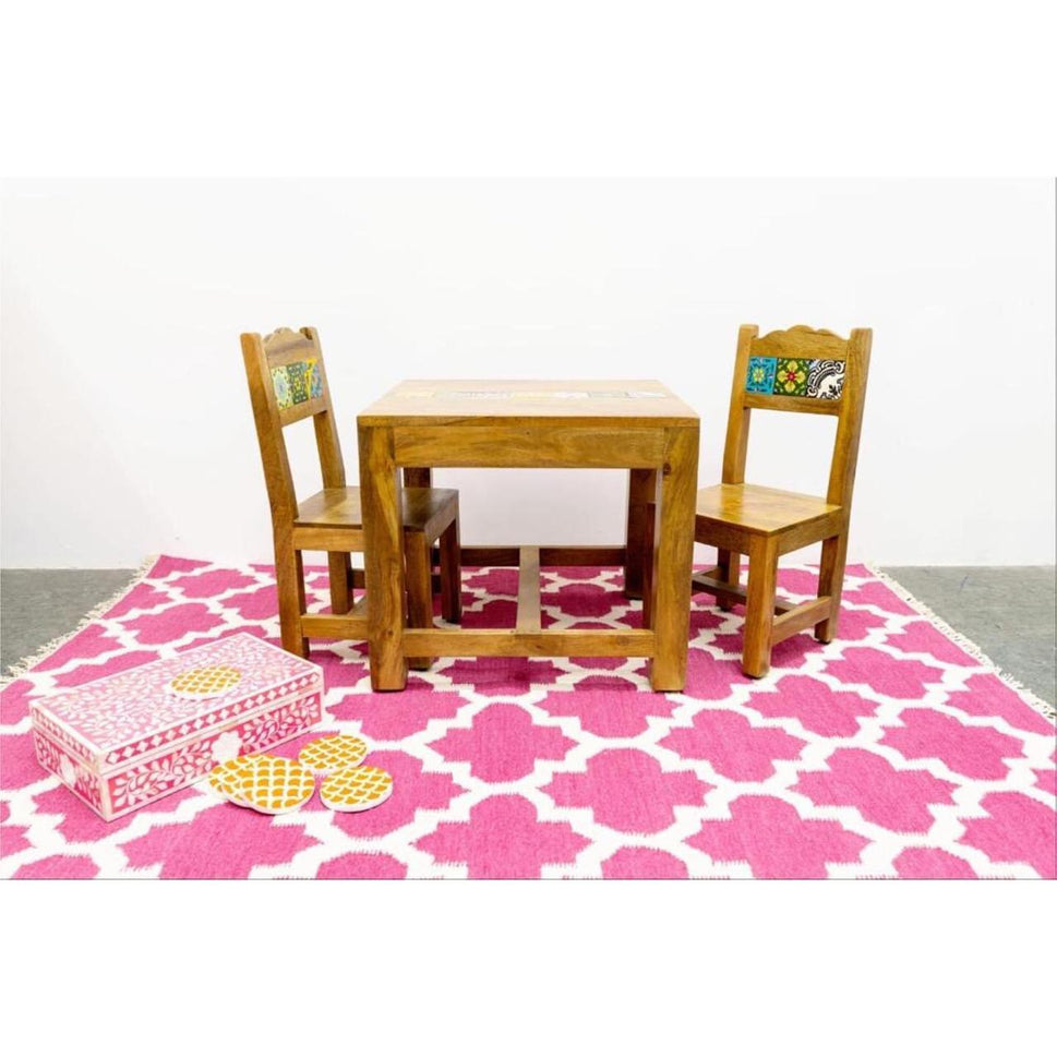 Vella Hand Made Indian Woolen Pink Rug