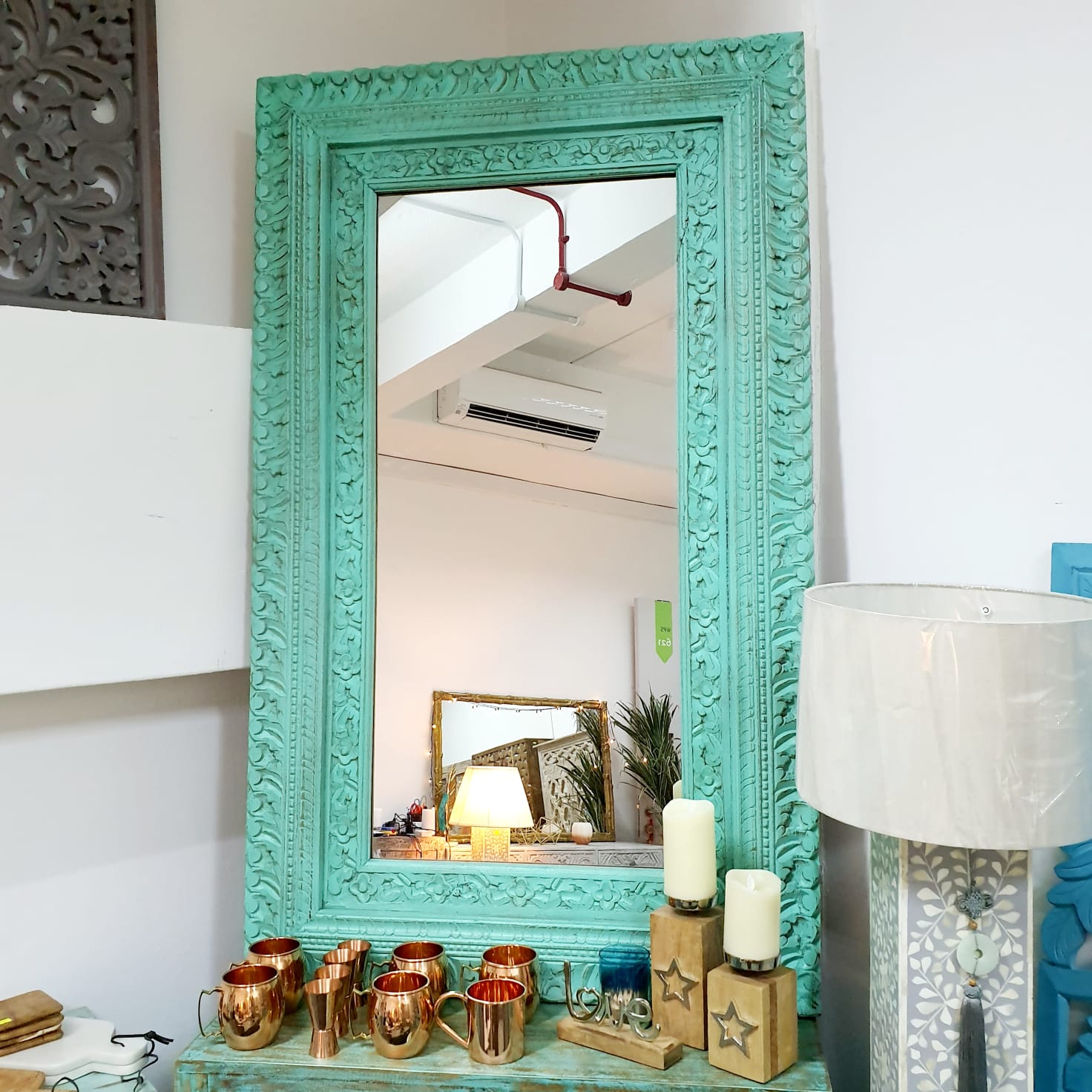 Kenny Hand Carved Wooden Mirror