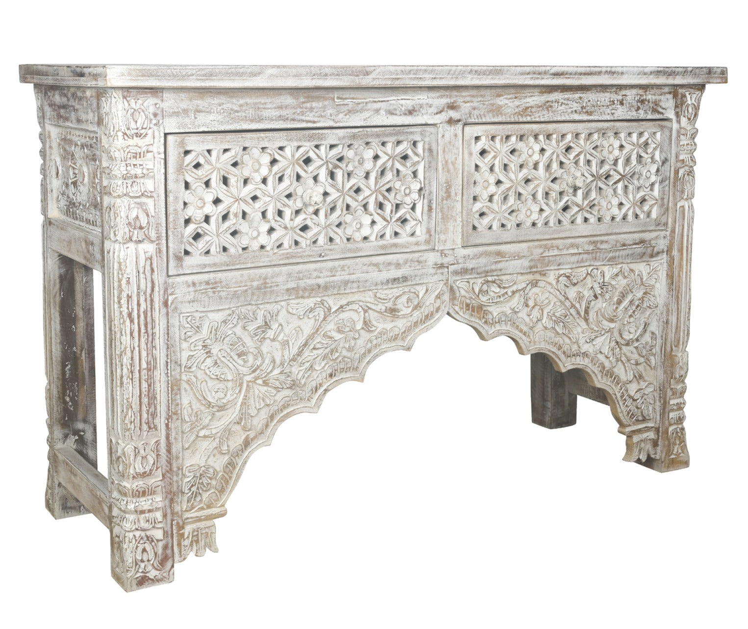 Jeter Hand Carved Wooden Console Table