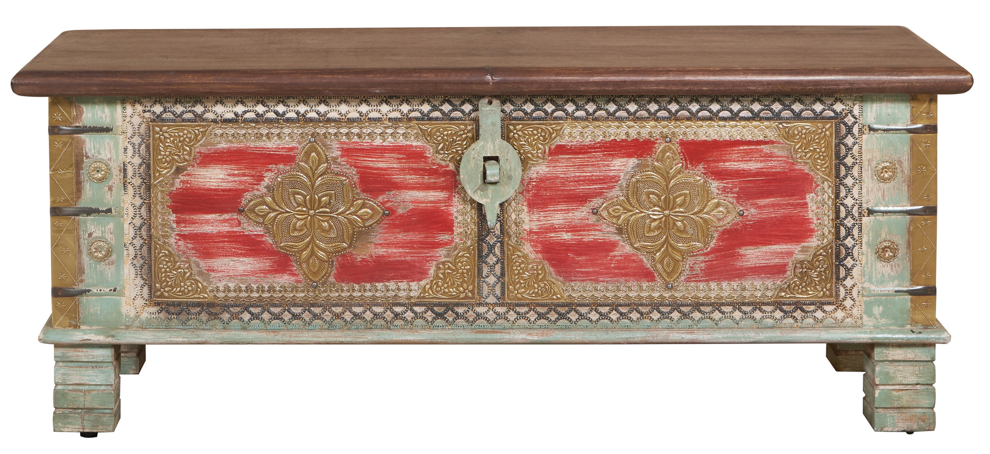 Kate  Vintage Style Brass Fitted Wooden Trunk