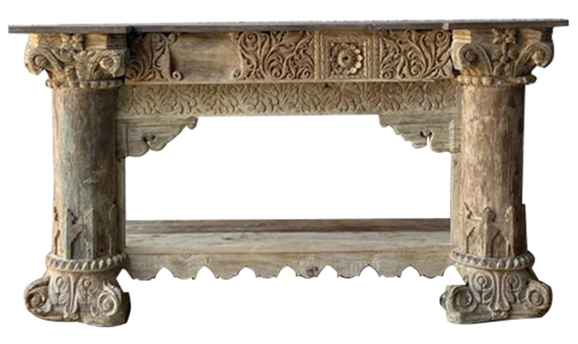 Parth Hand Carved Wooden Console Table