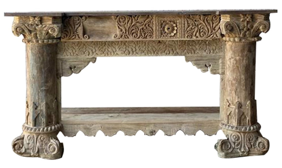 Parth Hand Carved Wooden Console Table