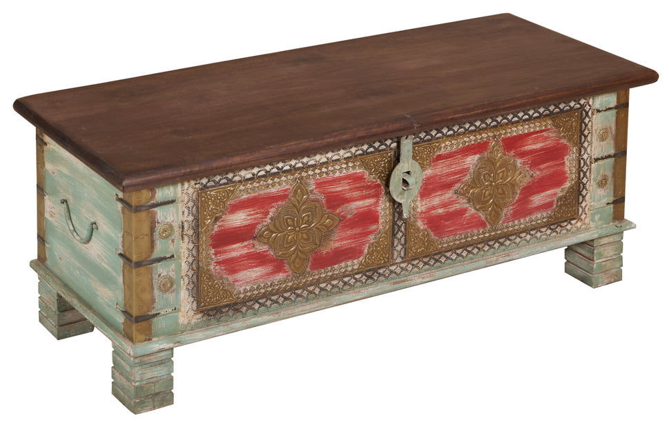 Kate  Vintage Style Brass Fitted Wooden Trunk