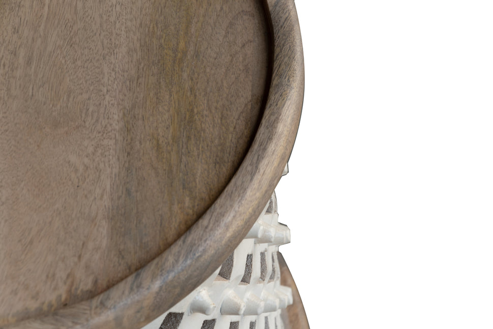 Claire Wooden Hand Carved Side Table