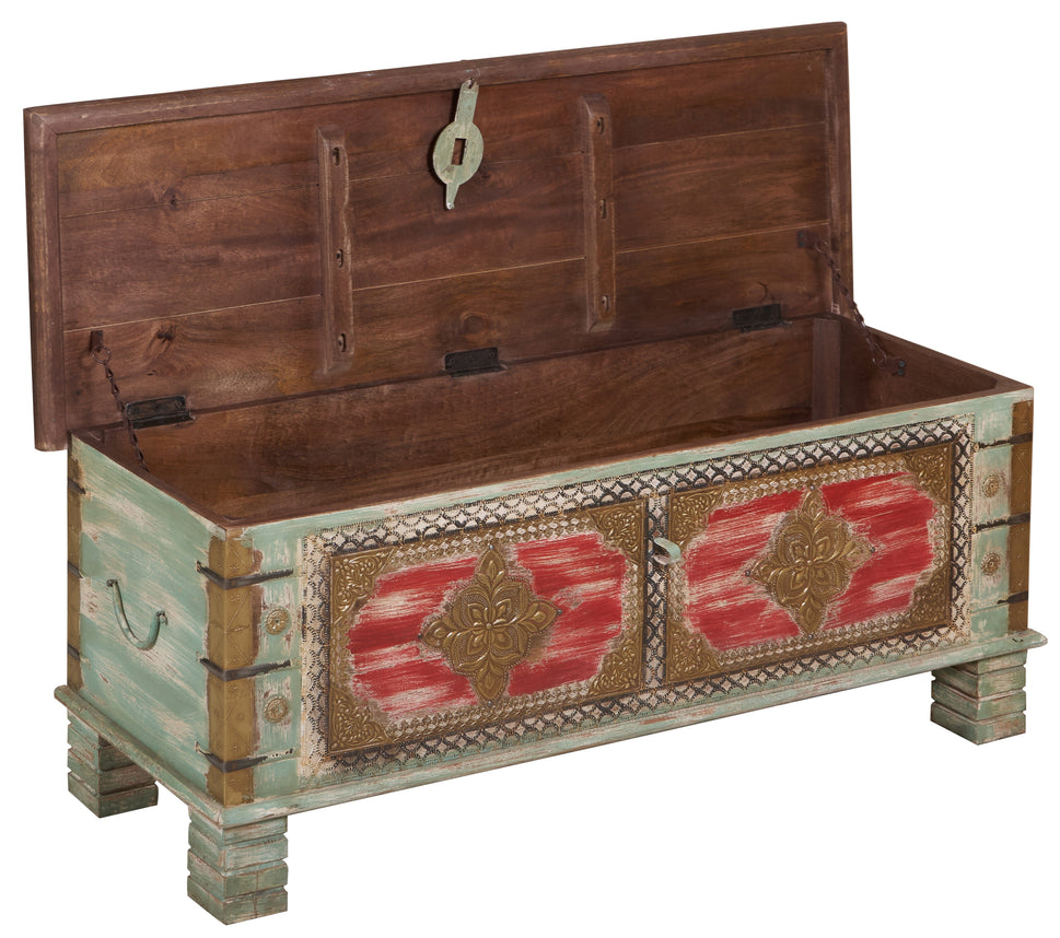 Kate  Vintage Style Brass Fitted Wooden Trunk
