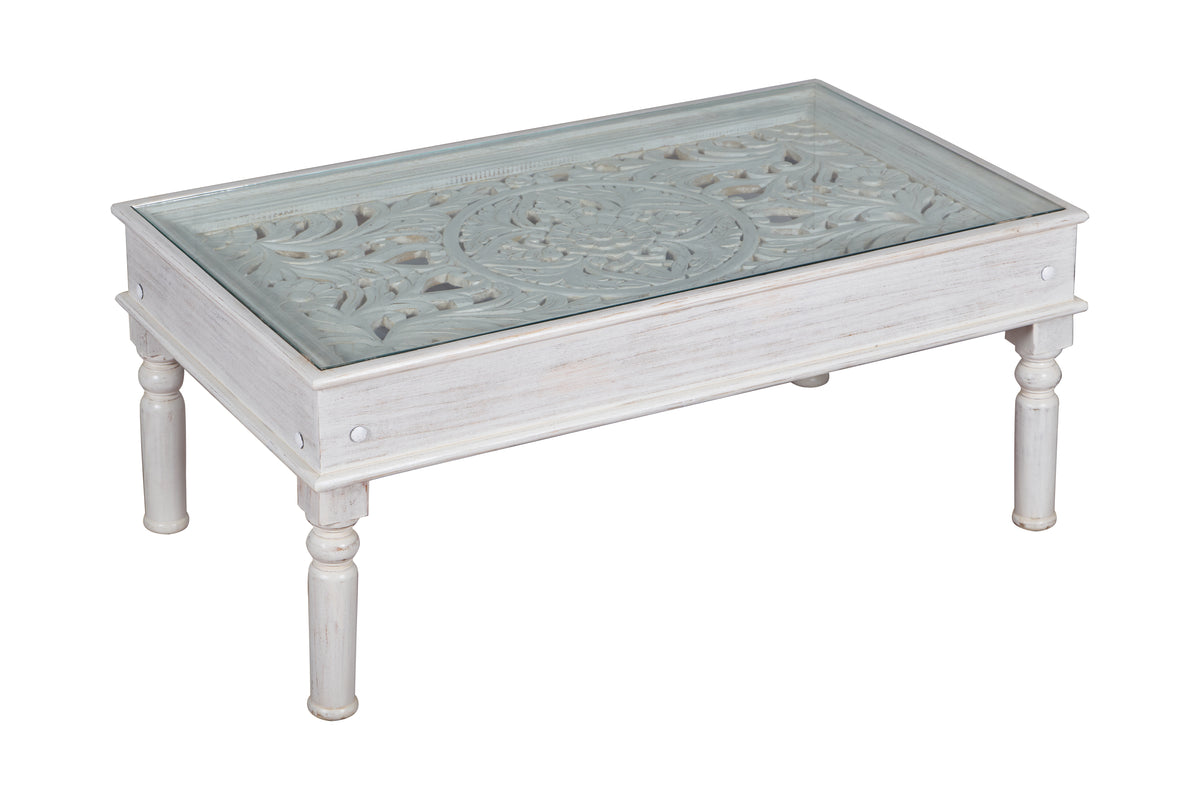 Ecbert Wooden Carved Coffee Table
