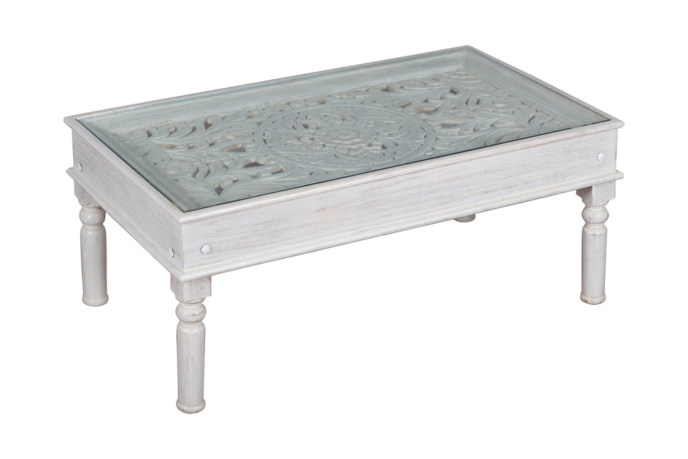 Ecbert Wooden Carved Coffee Table