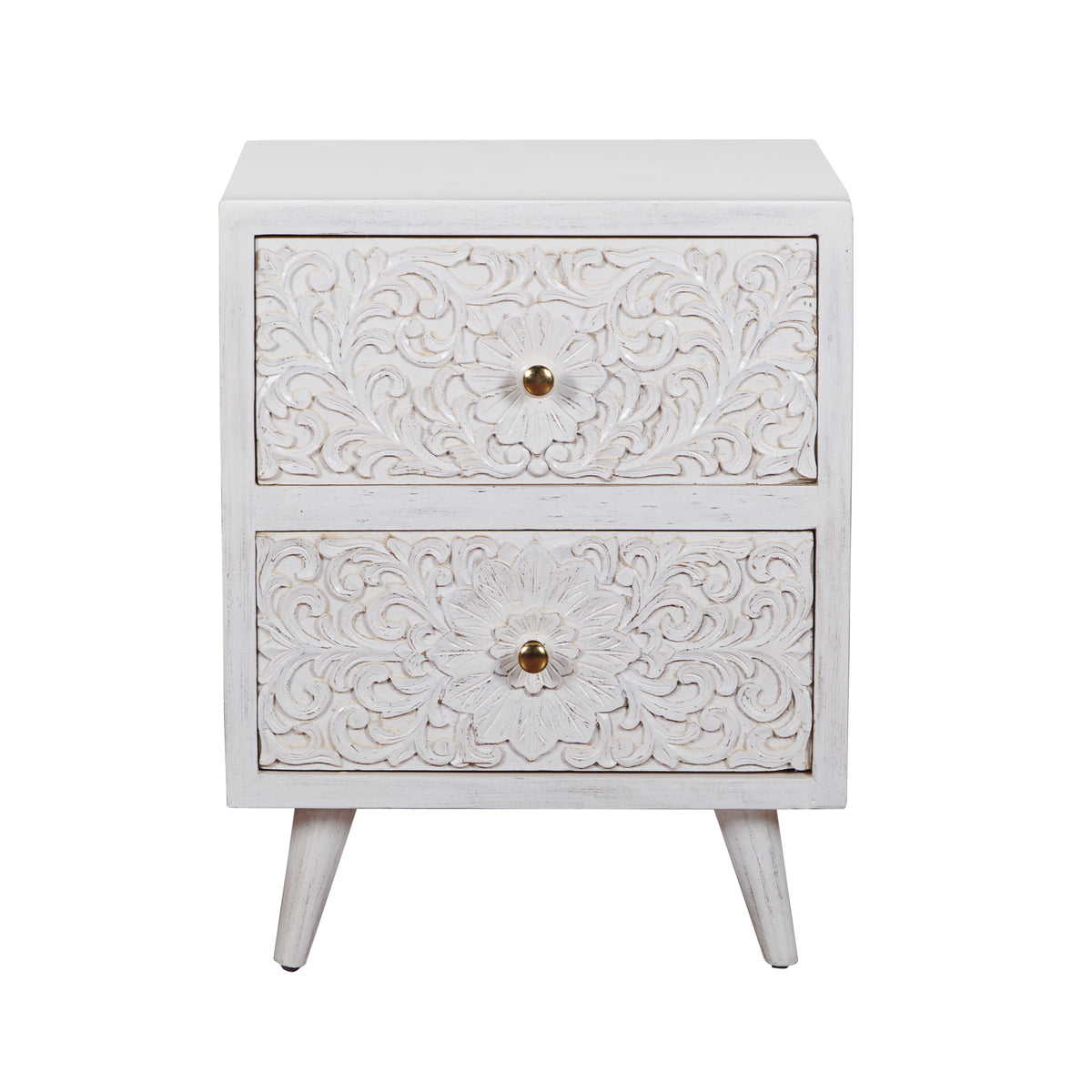 Noel Hand Carved Wooden Bedside
