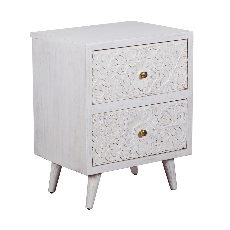 Noel Hand Carved Wooden Bedside