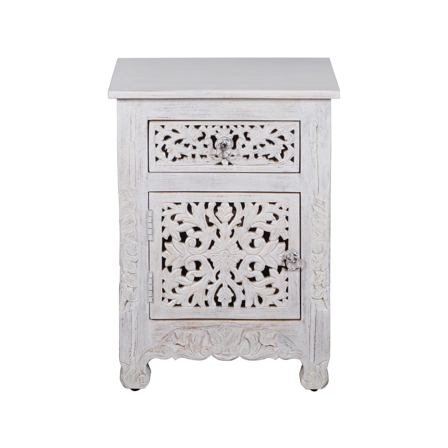 Deena Hand Carved Wooden Bedside