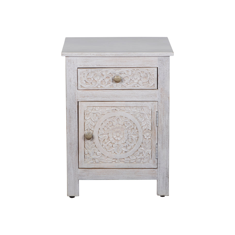 Rajni Hand Carved Wooden Bedside