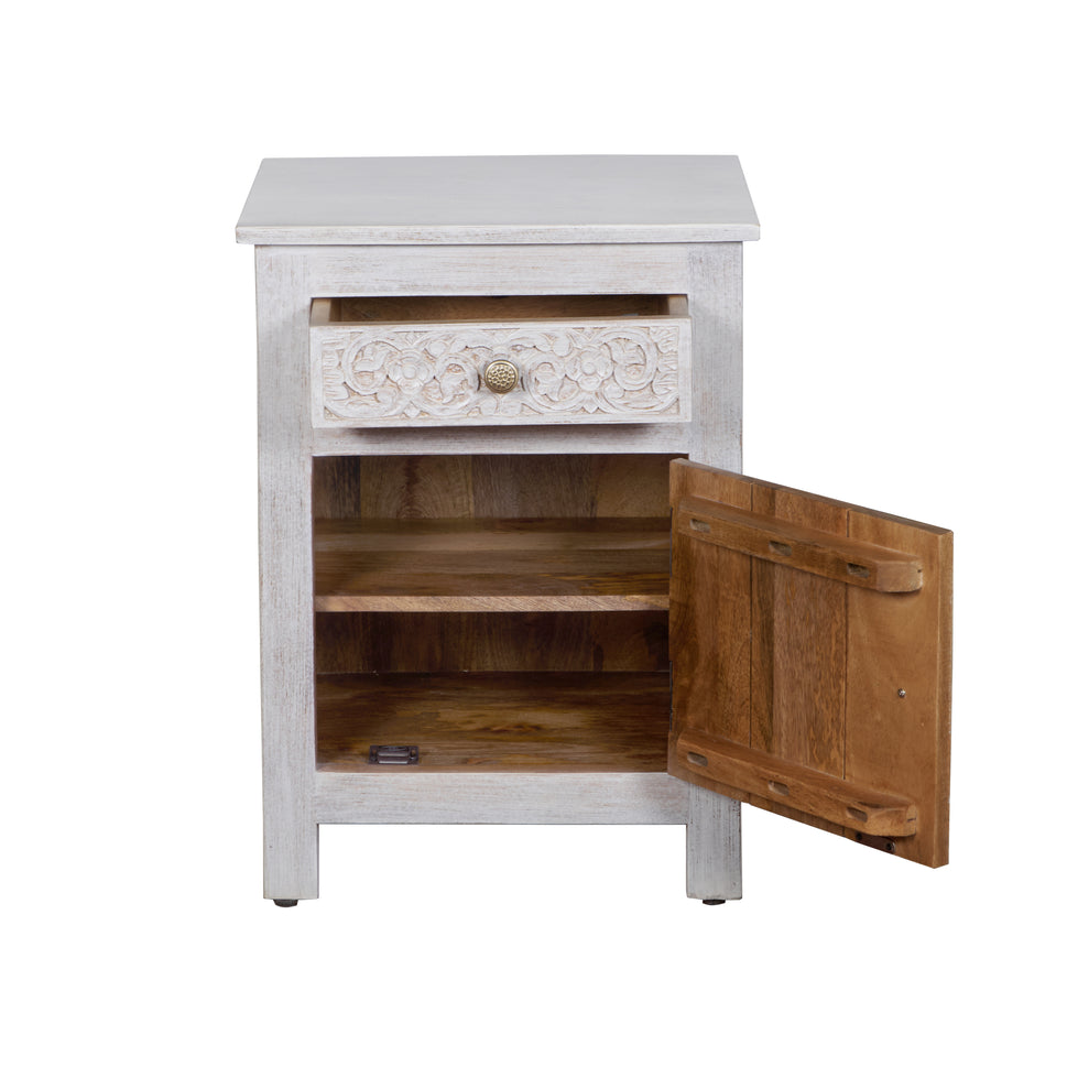Rajni Hand Carved Wooden Bedside