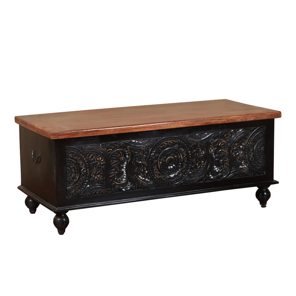 Becca Carved Wooden Storage Trunk