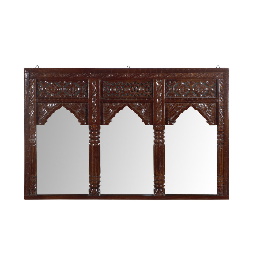 Veera Hand Carved Wooden Mirror