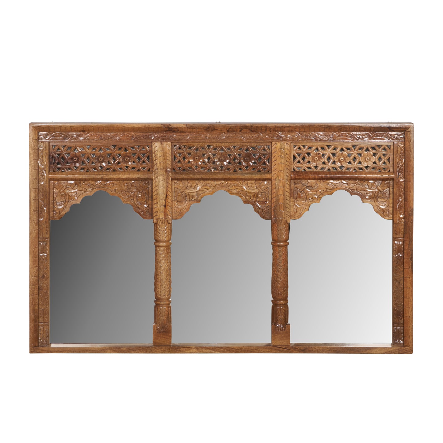 Mahi Hand Carved Wooden Arch Mirror