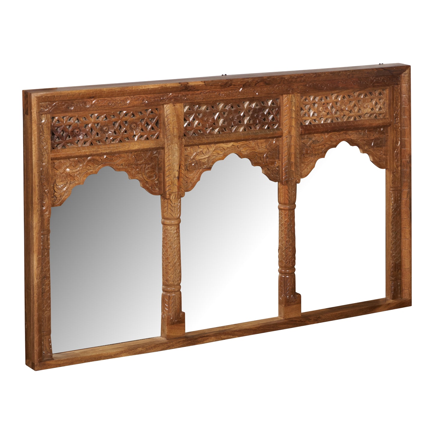 Mahi Hand Carved Wooden Arch Mirror