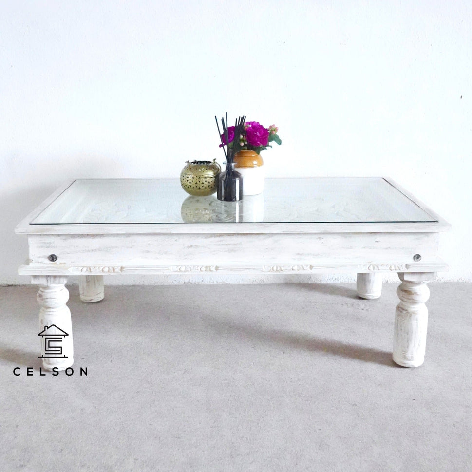 Lily Wooden Carved Coffee Table