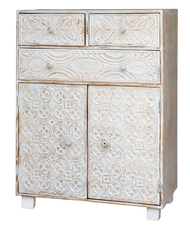 Nora Carved Wooden Chest of Drawer