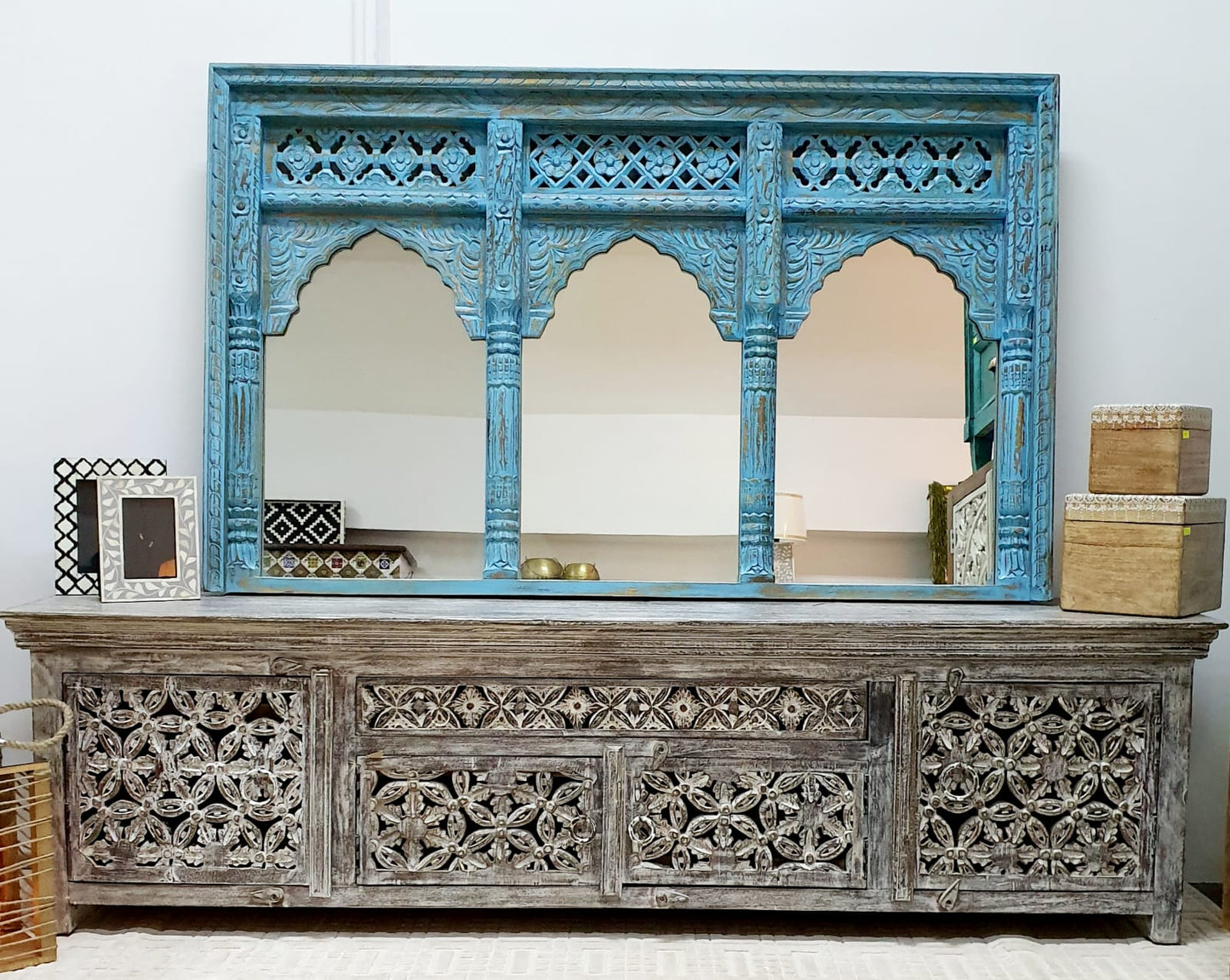 Patrick Hand Carved Wooden Mirror