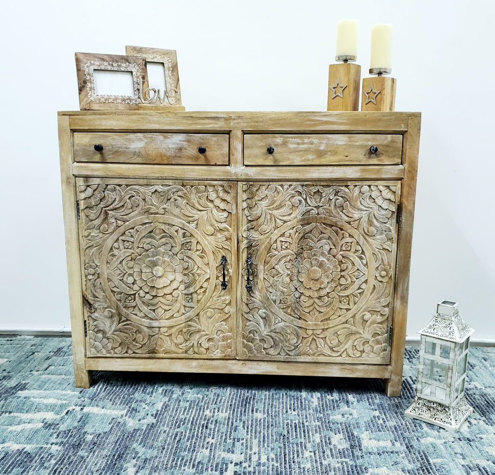 Ewen Carved Wooden Chest