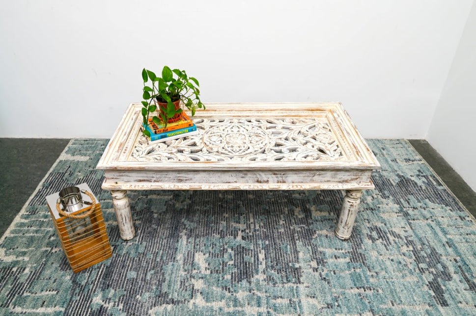 Lily Wooden Carved Coffee Table