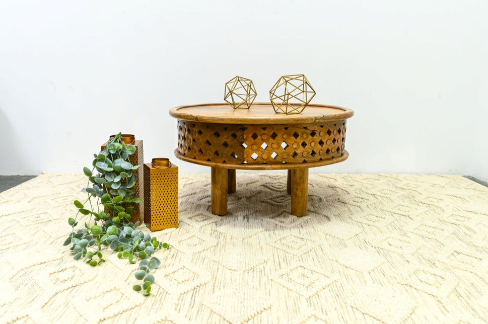 Rocco Carved Wooden Coffee Table