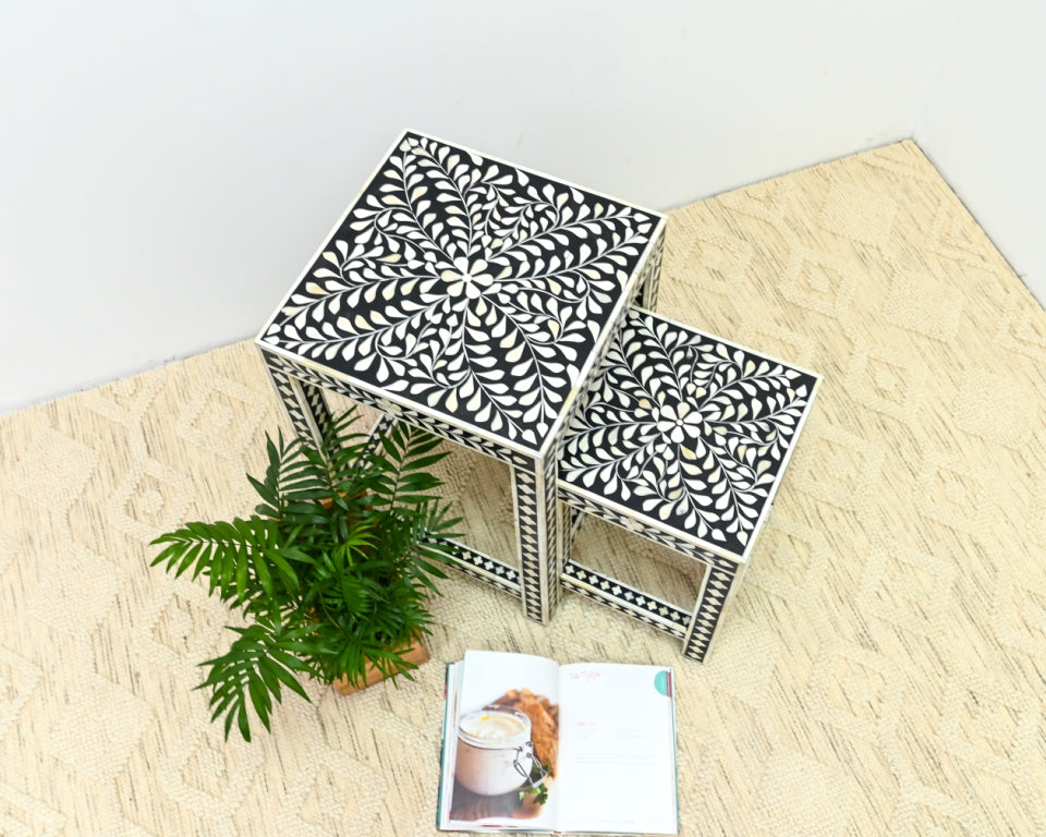 Margo Bone Inlay  Nesting Table