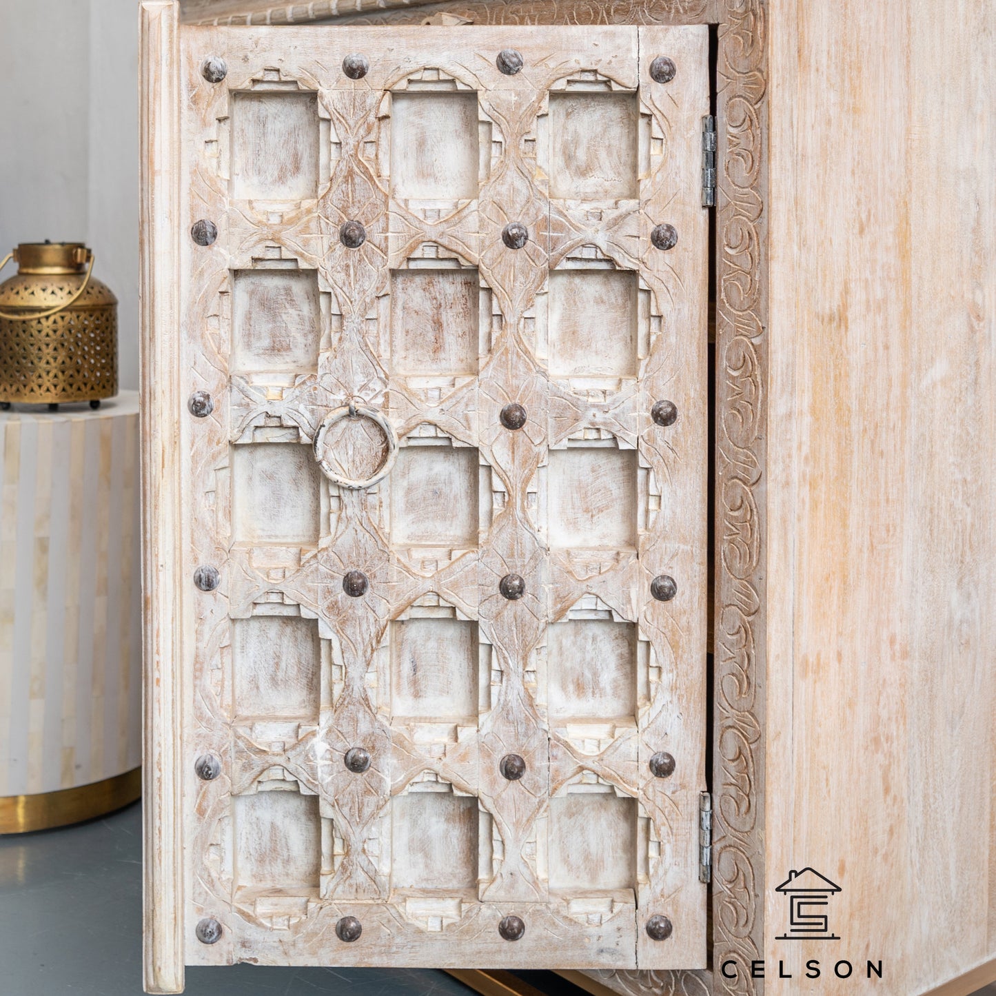 Emma Carved Wooden Cabinet_