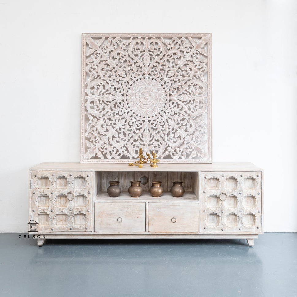 Adam Hand Carved Wooden TV Console