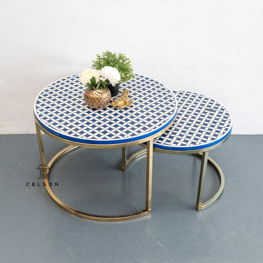 David Bone Inlay Nesting Coffee Table