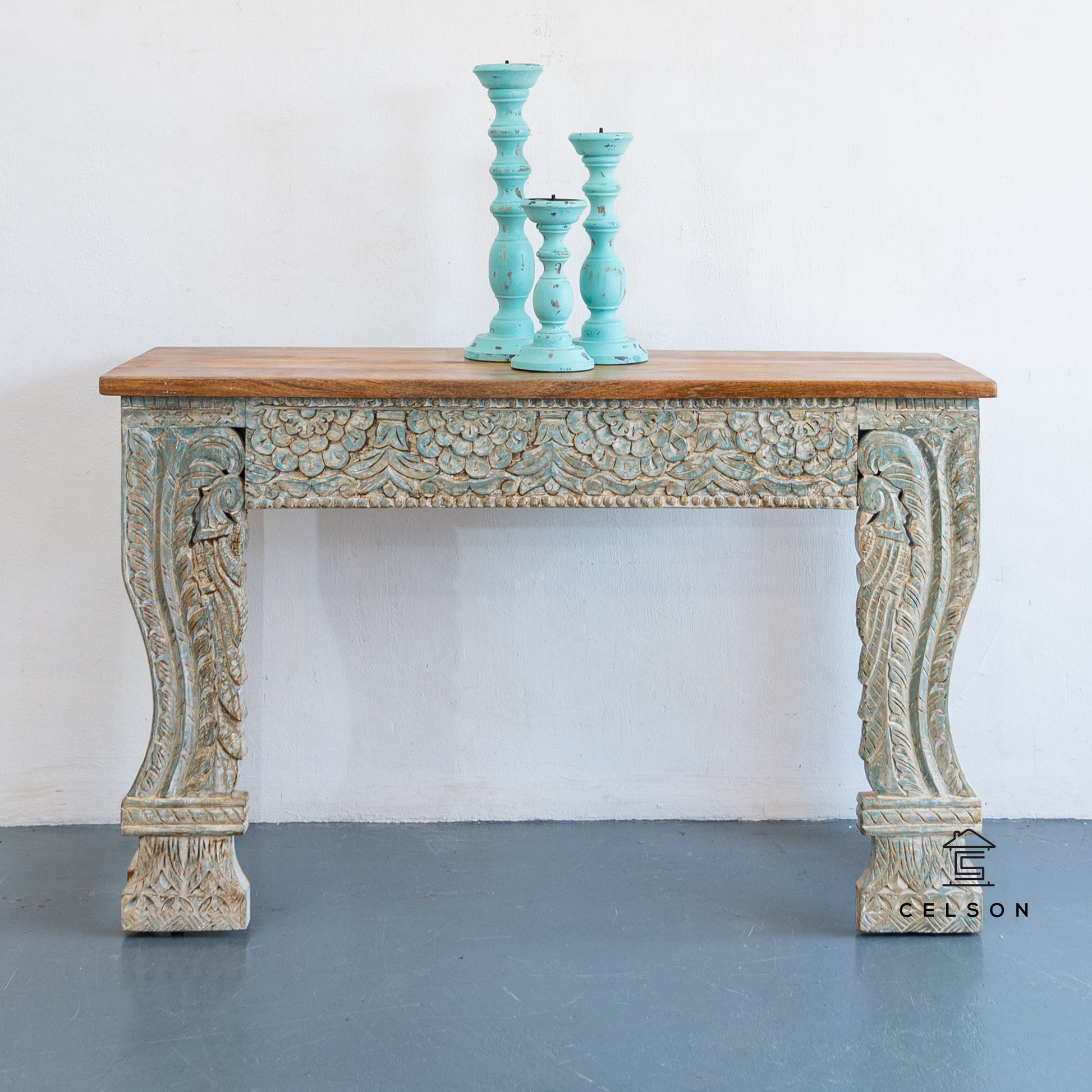 Mitto Hand Carved Wooden Console Table
