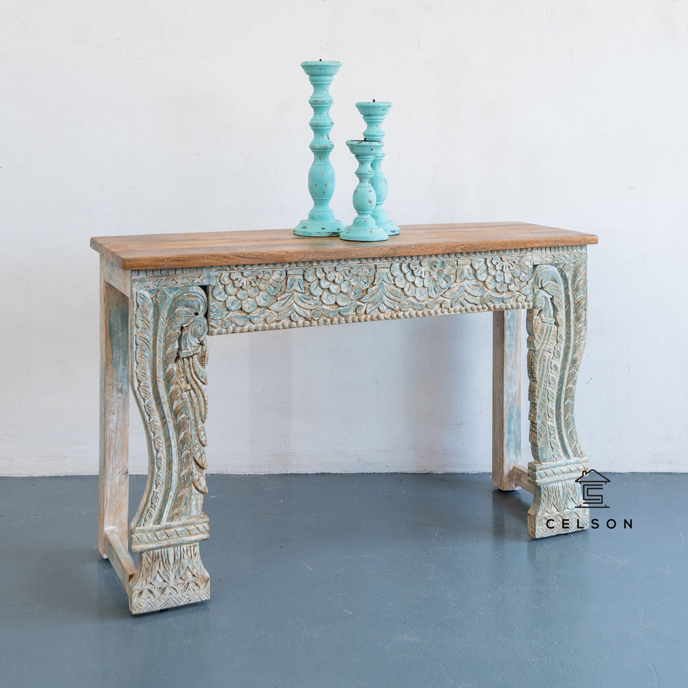 Mitto Hand Carved Wooden Console Table