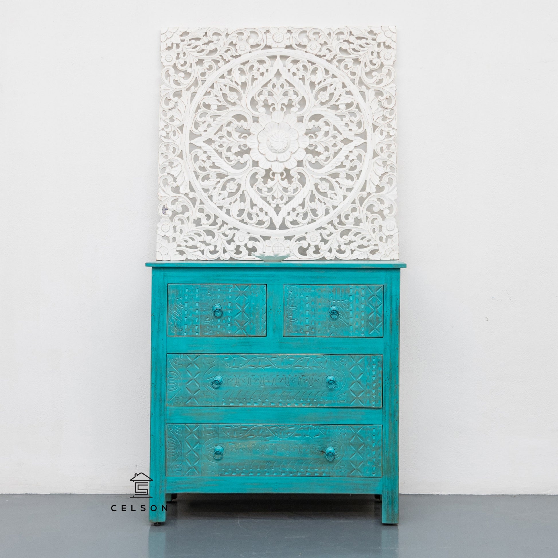 Liva Carved Wooden Chest of Drawer