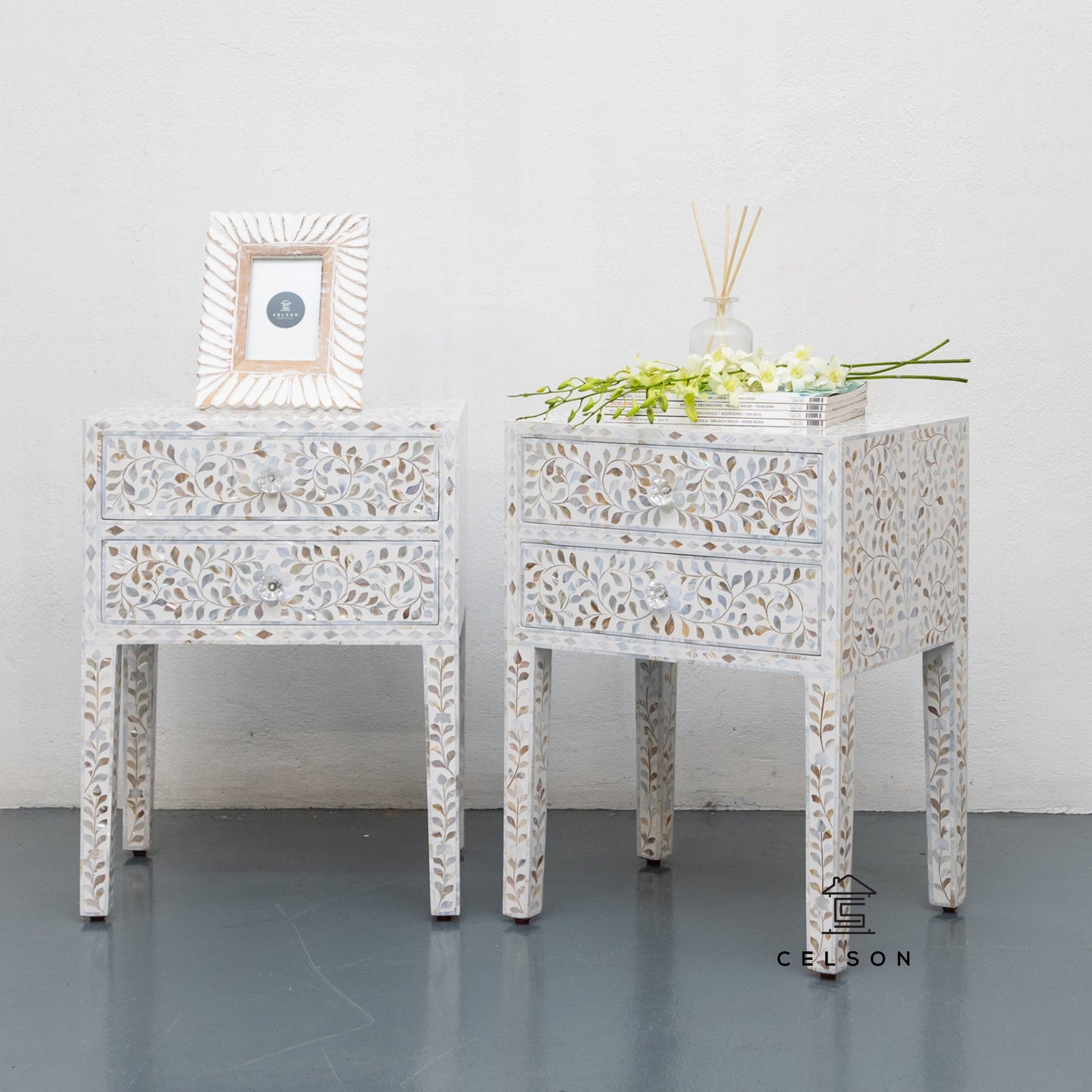 Moon Mother of Pearl Bed Side