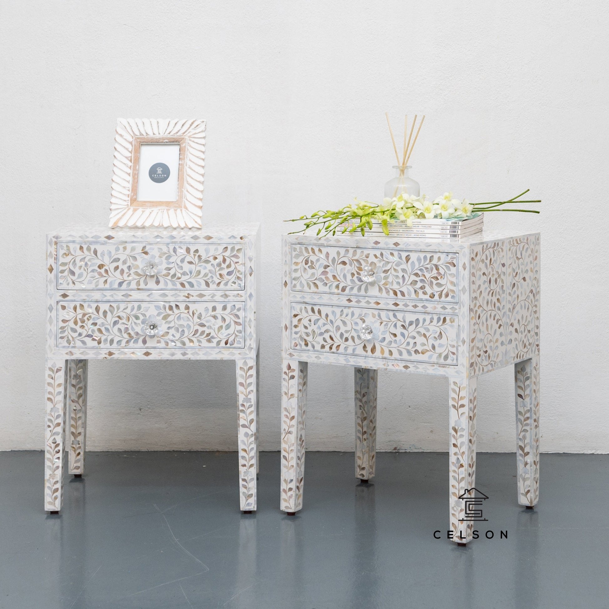 Moon Mother of Pearl Bed Side