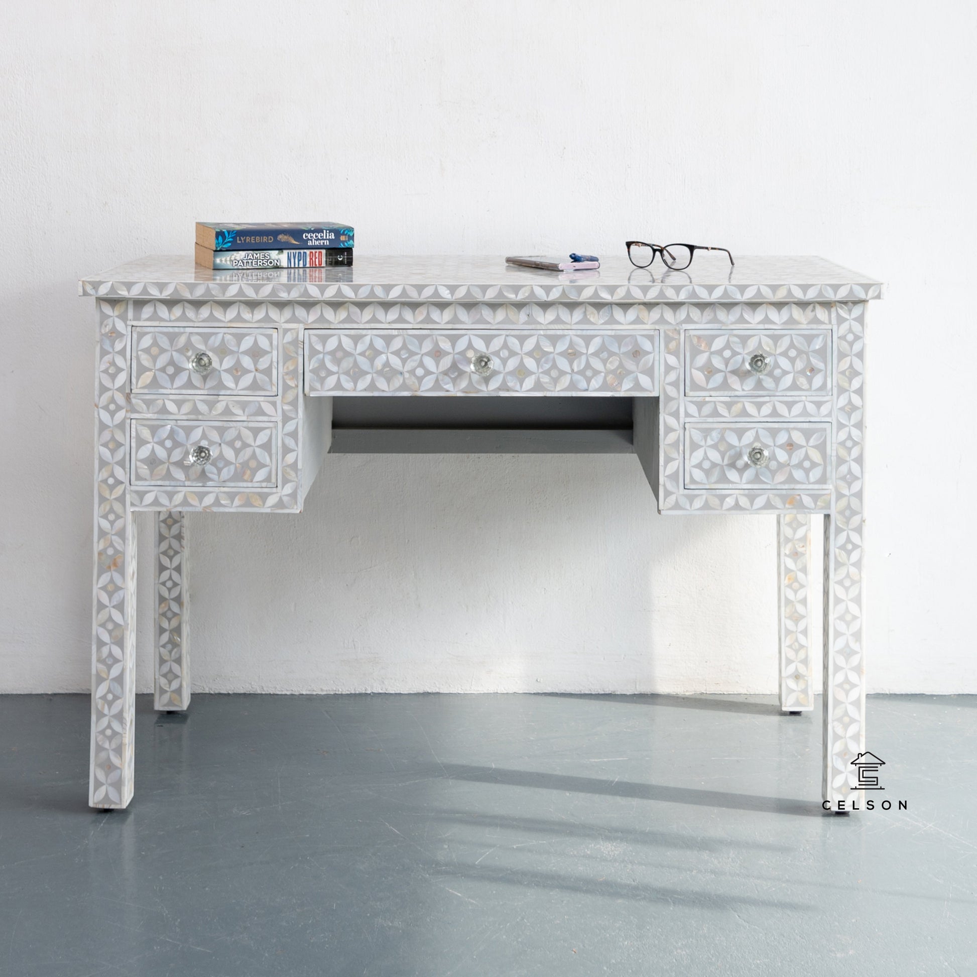 Naina Mother of Pearl Inlay Study Table