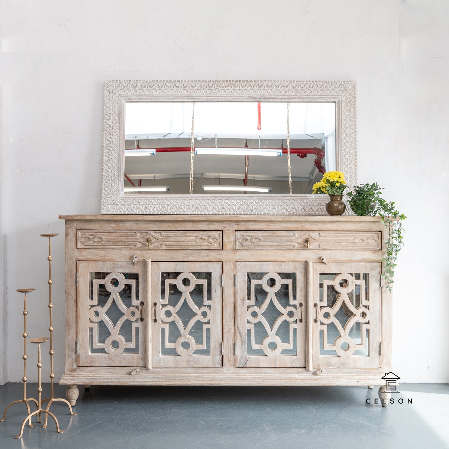 Riva Hand Carved Wooden Mirror