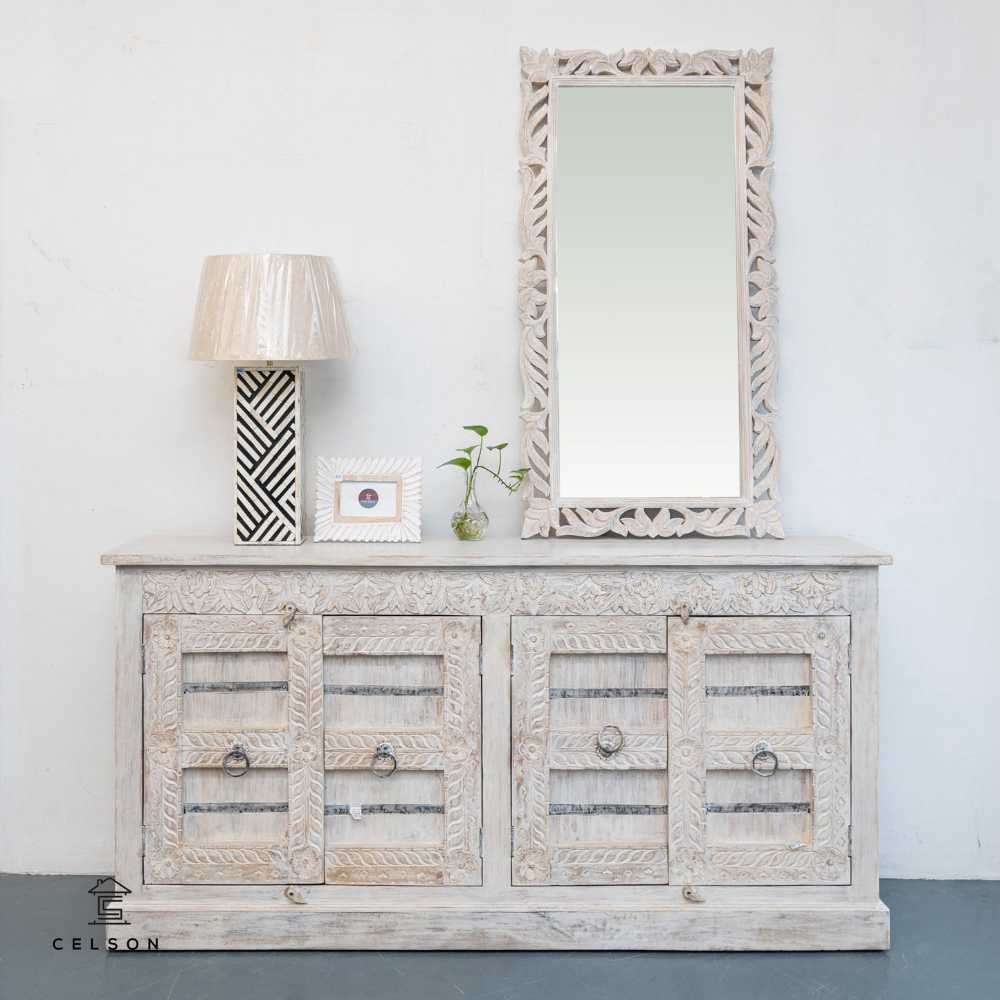 Kai Carved Wooden Mirror