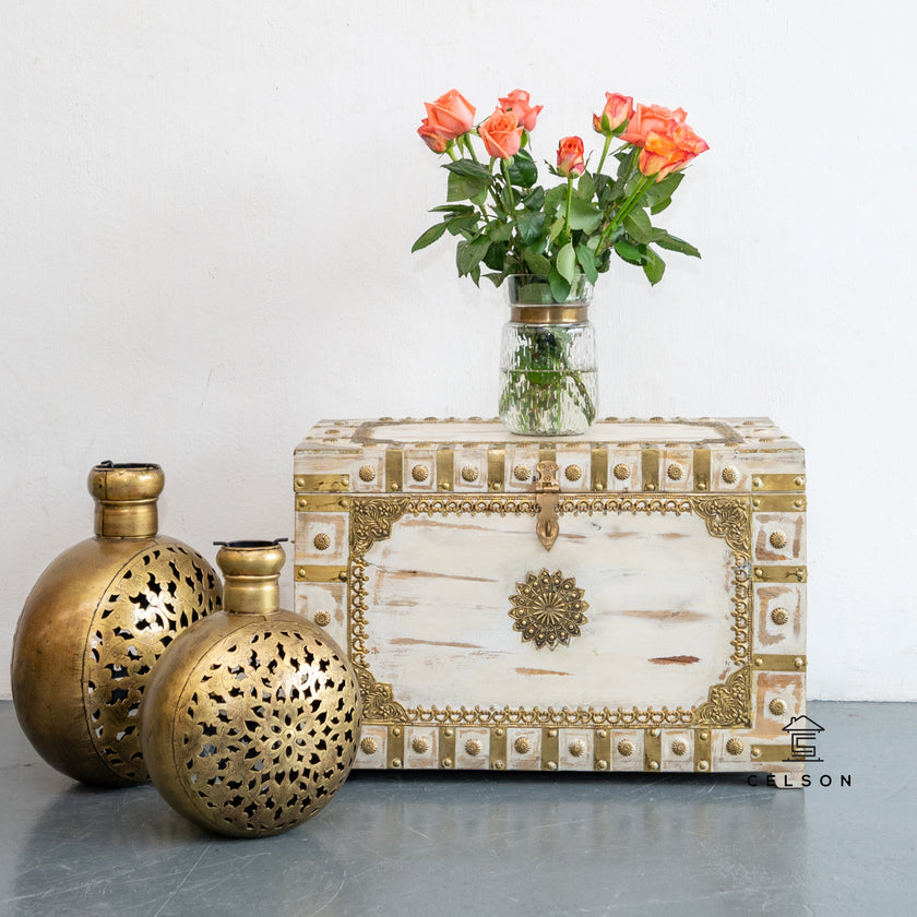 Camila Carved Wooden Storage Trunk