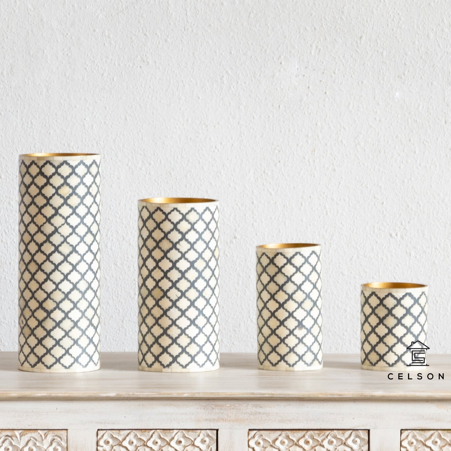 Simmy Bone Inlay Flower Vase