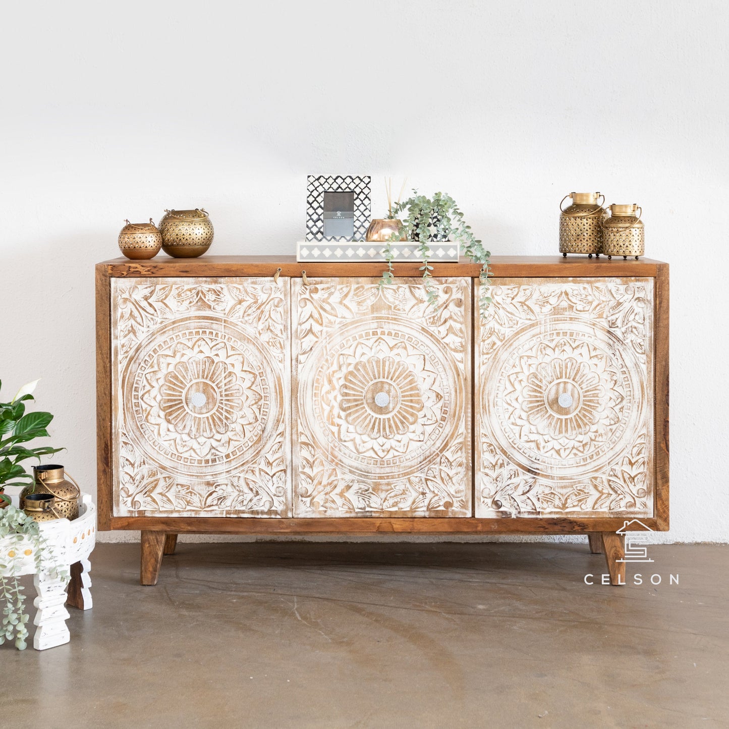 Heidi Hand Carved Wooden Sideboard