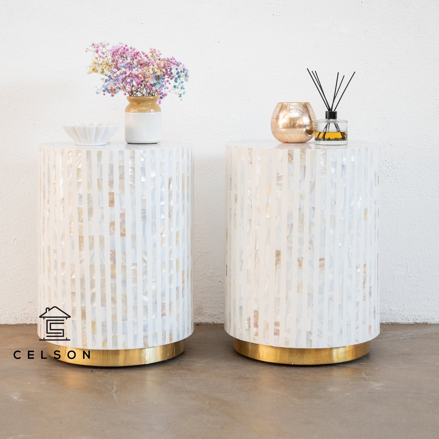 Keyari Mother of Pearl Inlay Stool