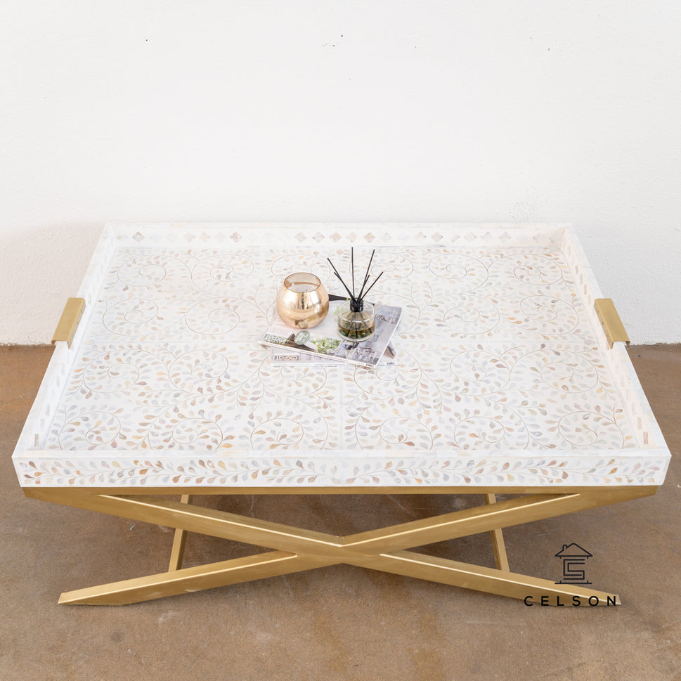 Evan Tray Mother of Pearl Inlay Coffee Table