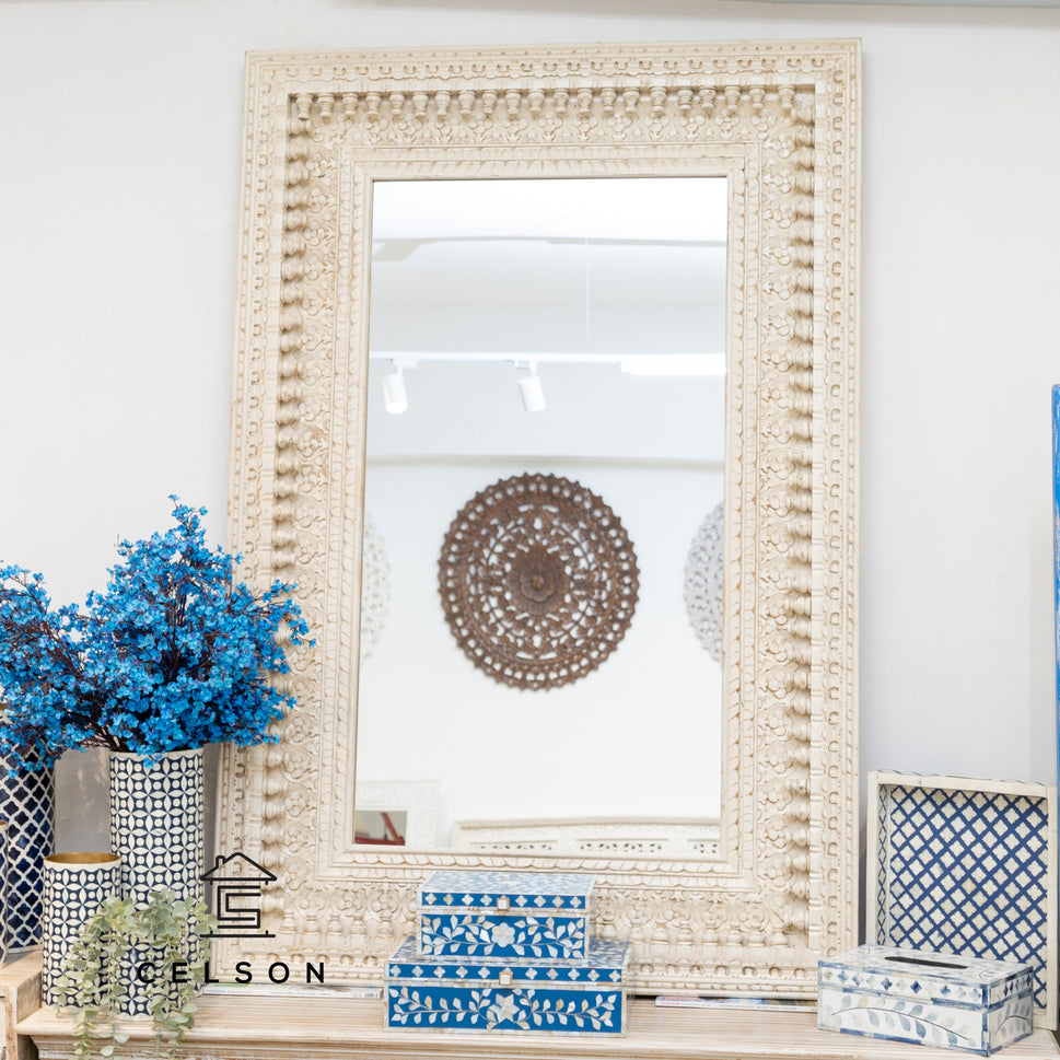 Tanya Hand Carved Wooden Mirror